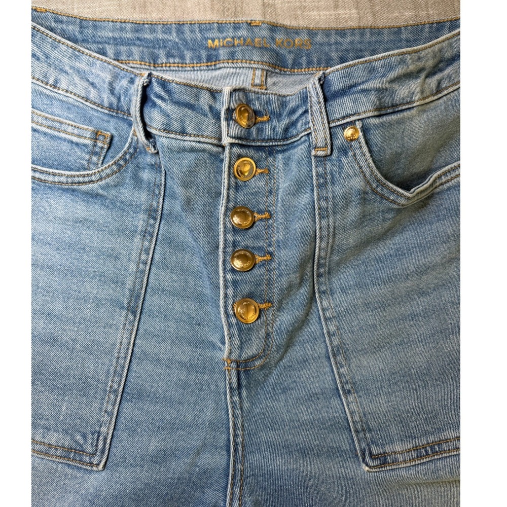 Michael Kors Womens Light Wash Button Fly Flare Jeans High Rise Size 8 - Picture 7 of 14